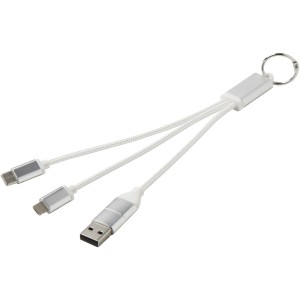 Metal 4-in-1 recycled aluminium charging cable with keychain (Eletronics cables, adapters)