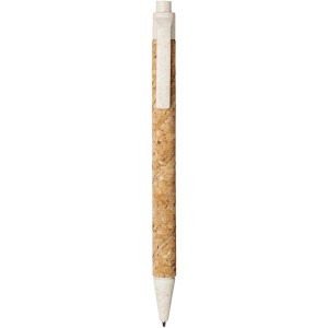 Midar cork and wheat straw ballpoint pen, Cream (Wooden, bamboo, carton pen)