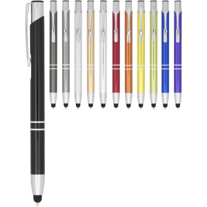 Moneta anodized aluminium click stylus ballpoint pen, Gun metal (Metallic pen)