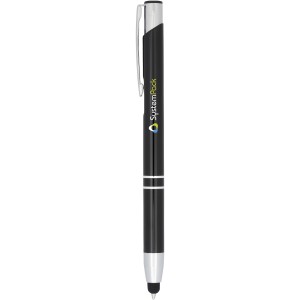 Moneta anodized aluminium click stylus ballpoint pen, solid black (Metallic pen)