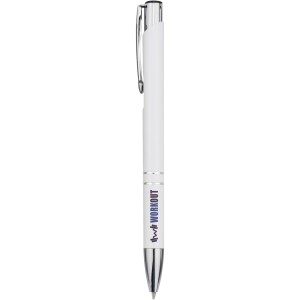 Moneta recycled aluminium ballpoint pen (blue ink), White (Metallic pen)