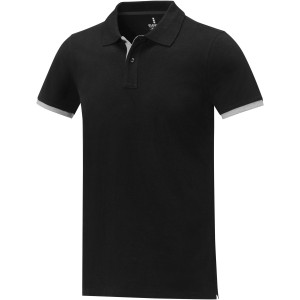 Morgan short sleeve men?s duotone polo, Solid black (Polo shirt, 90-100% cotton)