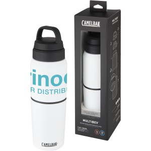 MultiBev vacuum insulated stainless steel 500 ml bottle and 350 ml cup, White (Sport bottles)