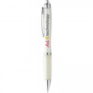 Nash ballpoint pen with coloured barrel and grip, White (Plastic pen)