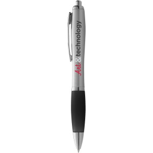 Nash ballpoint pen with coloured grip, Silver, solid black (Plastic pen)