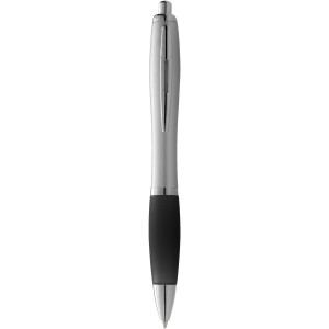 Nash ballpoint pen with coloured grip, Silver, solid black (Plastic pen)