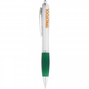 Nash ballpoint pen with silver barrel with coloured grip, Green,Silver (Plastic pen)