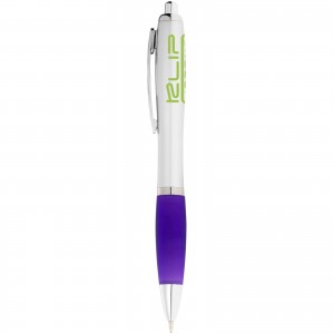 Nash ballpoint pen with silver barrel with coloured grip, Purple,Silver (Plastic pen)