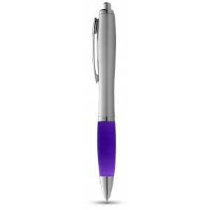 Nash ballpoint pen with silver barrel with coloured grip, Purple,Silver (Plastic pen)