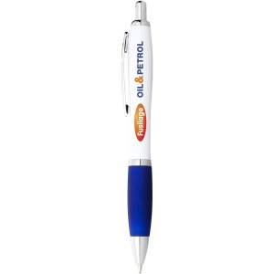 Nash ballpoint pen with white barrel and coloured grip, White,Royal blue (Plastic pen)