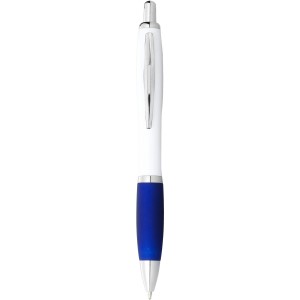 Nash ballpoint pen with white barrel and coloured grip, White,Royal blue (Plastic pen)