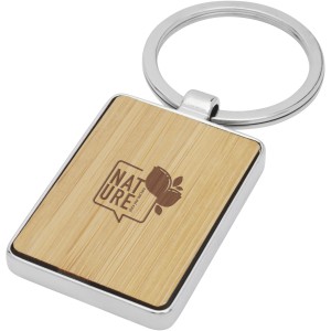 Neta bamboo rectangular keychain, Wood (Keychains)