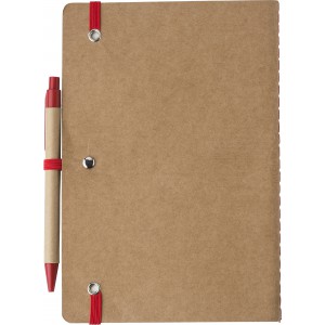 Recycled carton notebook (A5) Theodore, red (Notebooks)