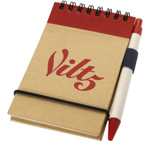 Zuse A7 recycled jotter notepad with pen, Natural,Red (Notebooks)