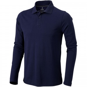 Oakville long sleeve men's polo, Navy (Long-sleeved shirt)