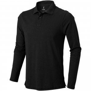 Oakville long sleeve men's polo, solid black (Long-sleeved shirt)