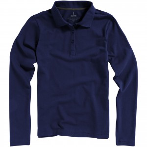 Oakville long sleeve women's polo, Navy (Long-sleeved shirt)