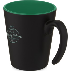 Oli 360 ml ceramic mug with handle, Green, Solid black (Mugs)