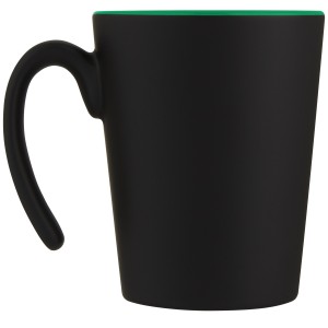 Oli 360 ml ceramic mug with handle, Green, Solid black (Mugs)