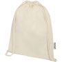 Oregon 140 g/m2 GRS recycled cotton drawstring bag, Natural