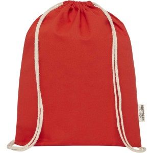 Oregon 140 g/m2 GRS recycled cotton drawstring bag, Red (Backpacks)