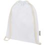 Oregon 140 g/m2 GRS recycled cotton drawstring bag, White