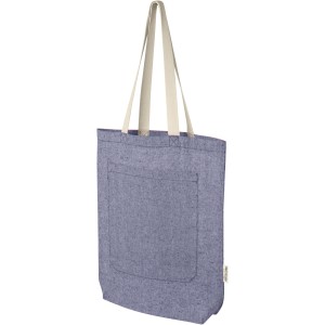 Pheebs 150 g/m2 recycled cotton tote bag with front pocket 9L, Heather blue (cotton bag)