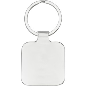 Piero laserable PU leather squared keychain, Solid black (Keychains)