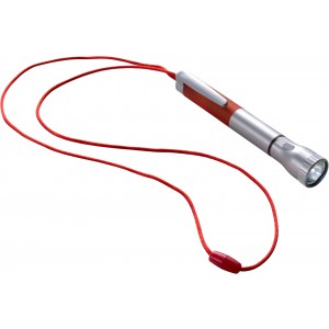 Ballpen with LED torch, red (Plastic pen)