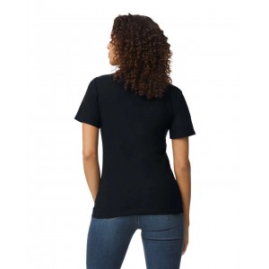 SOFTSTYLE(r) LADIES' DOUBLE PIQU POLO WITH 3 COLOUR-MATCHED BUTTONS, Black (Polo shirt, 90-100% cotton)