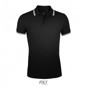 SOL'S PASADENA MEN - POLO SHIRT, Black/White (Polo shirt, 90-100% cotton)