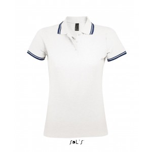 SOL'S PASADENA WOMEN - POLO SHIRT, White/Navy (Polo shirt, 90-100% cotton)