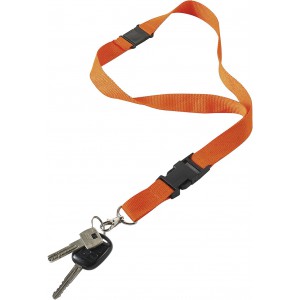 Polyester (300D) lanyard and key holder Bobbi, orange (Lanyard, armband, badge holder)