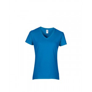 PREMIUM COTTON(r) LADIES' V-NECK T-SHIRT, Sapphire (T-shirt, 90-100% cotton)