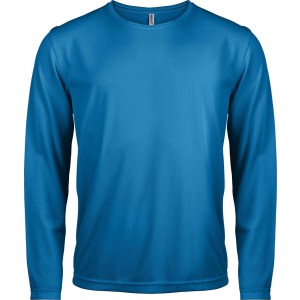 MEN'S LONG-SLEEVED SPORTS T-SHIRT, Aqua Blue