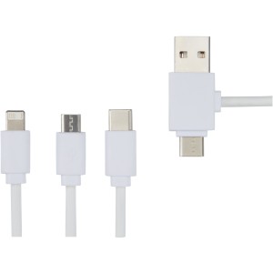 Pure 5-in-1 charging cable with antibacterial additive, Whit (Eletronics cables, adapters)