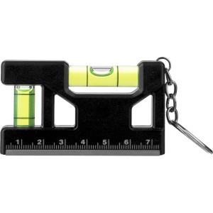 Recycled ABS spirit level keychain Indira, black (Keychains)