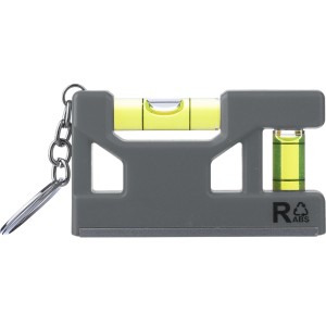 Recycled ABS spirit level keychain Indira, grey (Keychains)