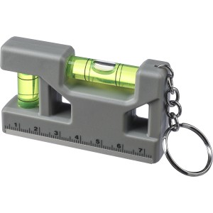 Recycled ABS spirit level keychain Indira, grey (Keychains)