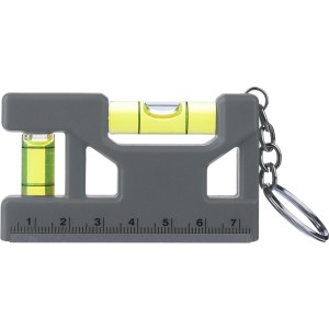 Recycled ABS spirit level keychain Indira, grey (Keychains)