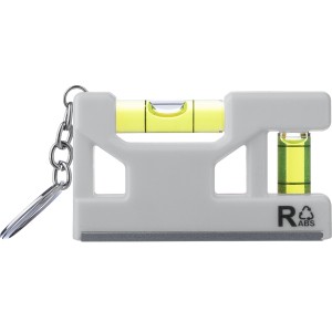 Recycled ABS spirit level keychain Indira, white (Keychains)