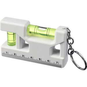 Recycled ABS spirit level keychain Indira, white (Keychains)