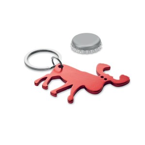 Recycled aluminium key ring, Red (Keychains)