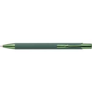 Recycled aluminium rubberized ballpen Anisa, green