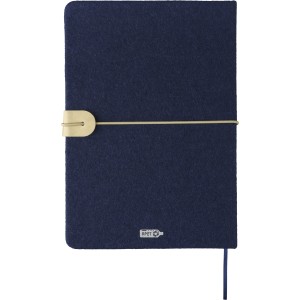 Recycled felt notebook (A5) Dario, blue (Notebooks)