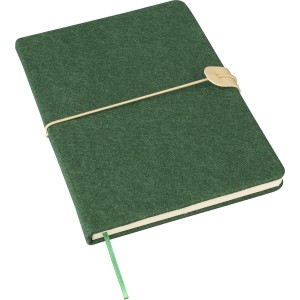Recycled felt notebook (A5) Dario, green (Notebooks)