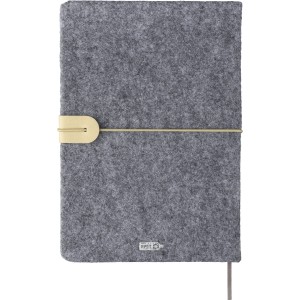 Recycled felt notebook (A5) Dario, grey (Notebooks)