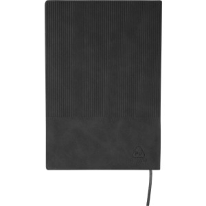 Recycled PU notebook (A5) and ballpen set Tarek, black (Notebooks)
