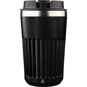 Recycled stainless steel travel mug (400 ml) Chiara, black