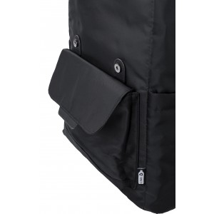 RPET (290T) polyester twill flap backpack Marlowe, black (Backpacks)